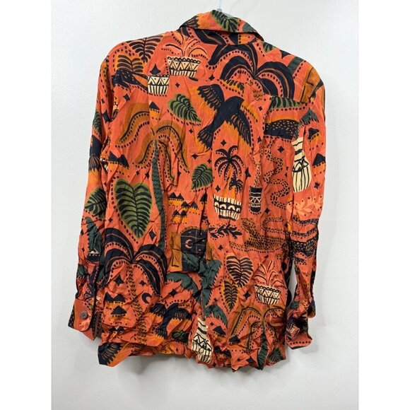 Anthropologie Farm Rio Button Down Blouse Plants Leaves Size XS New - Picture 2 of 4